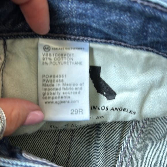 AG Kinsley High Rise Pop Crop Button Fly Blue Size 29 - Picture 7 of 8